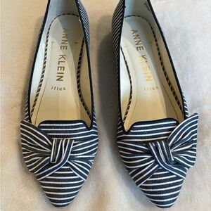 Anne Klein Women's Navy Blue Striped Flats